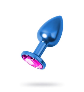 Metal Rose Taşlı Mavi  Plug Orta Boy