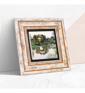 Claude Monet Gül Çiçekli Kemer Taş Duvar Tablosu - Çerçeveli Taş Tablo - Dekoratif Duvar Sanatı - Modern Ev ve Ofis Duvar Dekoru T1-251
