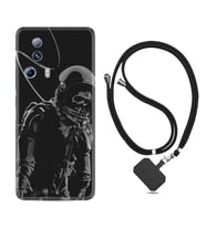 Xiaomi Mi 13 Lite Kılıf Silikon Boyun Askılı İpli Desenli Silikon İskelet Astronot 1613