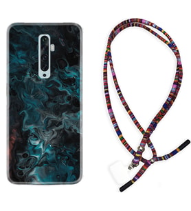 Oppo Reno 2Z 4 Lite 4 Pro 5 6 7 A31 Kılıf Boyun Asklı Rasta Silikon Colorful Abstract 1384
