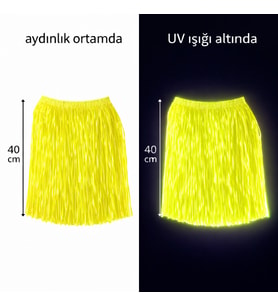 Neon Sarı Hawaii Parti Eteği 40 cm