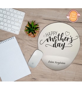 Kişiye Özel Anneler Günün Kutlu Olsun Yazılı Mouse Pad Bilek Destekli
