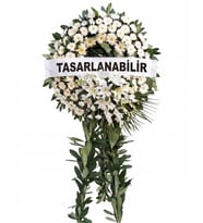 Beyaz Gerbera ve Lilyum Cenaze Tören ve Merasim Çelengi