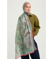 Schaless Mercan Bahçesi - Turuncu - Efilia Desenli Şal - 70x190 Cm (Nefti)