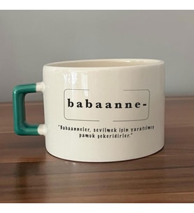 Babaanne Baskılı Yeşil Kulplu C Fincan