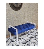 Beyaz Boyalı Metal 80 cm Puf Bench - Antre Puf - Hol Bench - Puf - Oturak - Bench Mavi Renk 90 x 45 Boyut/Ebat (Çok Renkli)