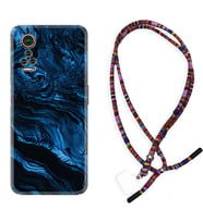 General Mobile GM 21 Pro GM 22 Pro Plus Kılıf Boyun Asklı Rasta Silikon Blue MArble 1379