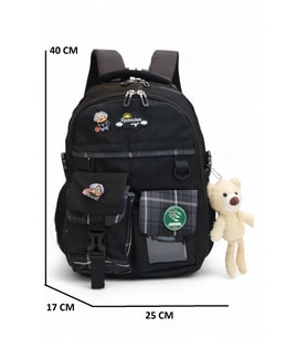 Relaxion 2174-1450 İthal Kore Tarzı Unisex Çocuk İlkokul Sırt Çantası (Siyah)