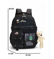Relaxion 2174-1450 İthal Kore Tarzı Unisex Çocuk İlkokul Sırt Çantası (Siyah)