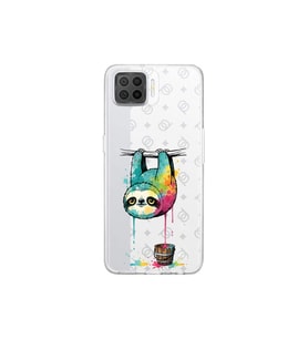 Oppo A73 ile Uyumlu Splash Tembel Hayvan Tasarımlı Şeffaf Silikon Kılıf