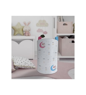 MEKTA HOME BEBEK VE ÇOCUK ODASI Renkli Ay ve Tavşan Desenli Oyuncak Sepeti