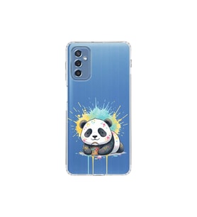 Samsung Galaxy M52 ile Uyumlu Splash Panda Tasarımlı Şeffaf Silikon Kılıf