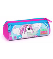 Coral High Pembe Unicorn Baskılı Üç Bölmeli Kalem Çantası -Kız Çocuk