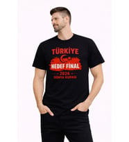 Erkek TÜRKİYE Baskılı Tişört Ay Yıldız 2026 Dünya Kupası Taraftar Forma T-Shirt - Siyah