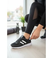 Enoch Kadın Üçlü Yan Şerit Detaylı ve Bağcıklı Spor Ayakkabı