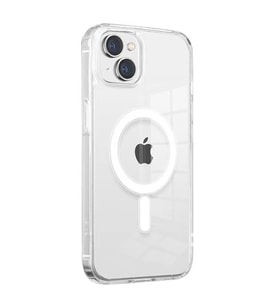 Apple iPhone 14 Kılıf Sert PC Magsafe Şeffaf Kapak Embos (Renksiz)