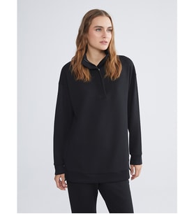 LCW EVERYDAY Siyah Dik Yaka Kadın Sweatshirt Tunik