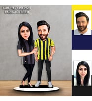 Kişiye Özel Karikatür  Sarı Lacivert & Siyah Beyaz Taraftar Tasarımlı Biblo B150