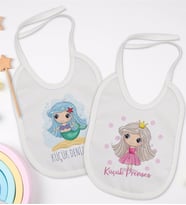 BK Kids Küçük Deniz Kızı ve Prenses Tasarımlı 2’li Beyaz Mama Önlüğü-1