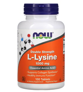 NOW Foods, Double Strength L-Lysine, 1,000 mg, 100 Tablet. Usa Menşei.30.