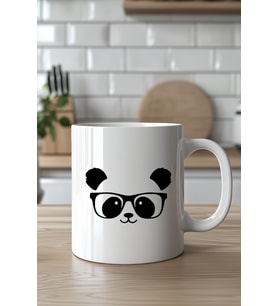 Sevimli Panda Desenli 330ml Baskılı Beyaz Seramik Kupa Bardak