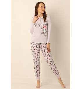 DoReMi Pamuklu Bayan Pijama Takımı (Açık Gri)