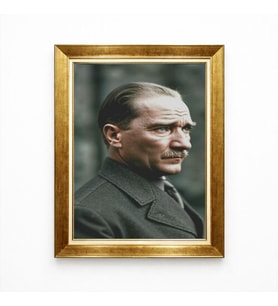 Tablore Atatürk Yan Profil Karizmatik Bakış Kanvas Tablo Gold Çerçeveli Modern