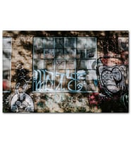Cakatabloo Tuğla Duvar ve Pencereler Üzerinde Graffitiler MDF Tablo