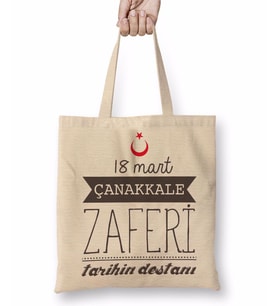 Çanakkale Zaferi Tarihin Destanı Bez Çanta Uzun Saplı