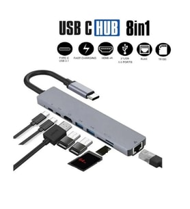 USB Type-C Hub – HDMI, Ethernet, SD/TF, PD ve USB 3.0 Çoklayıcı (Siyah)