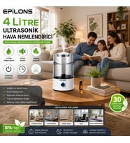 Rbh-04 Ultrasonik Hava Nemlendirici 4 Litre Buhar Makinesi Aroma Difüzörü - Otomatik Kapanma