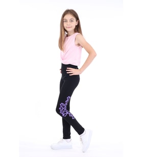 Toontoy Kız Çocuk Baskılı Tayt (Siyah)