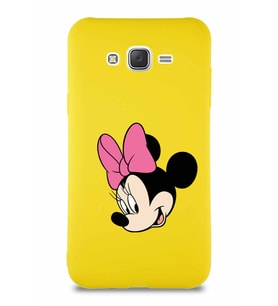 Samsung Galaxy J7 Soft Premier Kapak Minnie Mouse-B Tasarımlı Silikon Kılıf - Sarı (Şeffaf)