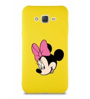 Samsung Galaxy J7 Soft Premier Kapak Minnie Mouse-B Tasarımlı Silikon Kılıf - Sarı (Şeffaf)