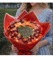 LEDLİ AYNALI KIRMIZI KELEBEK BUKETİ (Kırmızı-Turuncu)