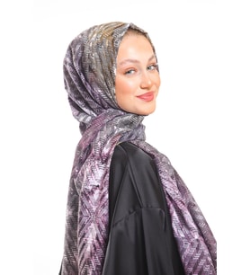 Hasır Desen Pavia Seri Şal Eşarp Askısı ile Birlikte 90X200 cm Lila Mor-90X200