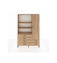 Arges Gardrop 7 Raflı 6 Çekmeceli Tek Kapaklı  132x30x195 Çam-Çam