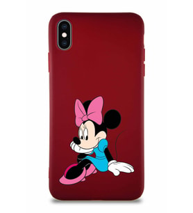 Apple iPhone XS Max Soft Premier Kapak Minnie Mouse-E Tasarımlı Silikon Kılıf - Mürdüm (Şeffaf)