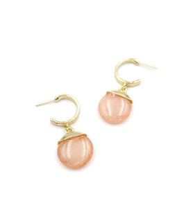 Northcity Taşlı Halkalı Küpe - Pembe