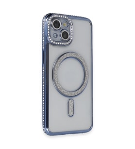 Apple İphone 13 Kılıf Joke Simli Magneticsafe Kılıf - Mavi