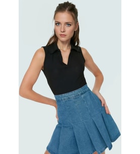 Fitted Vücuda Oturan Polyester Kaşkorse Bluz Günlük Stil Rahat Ve Şık Premium Kalite (Siyah)