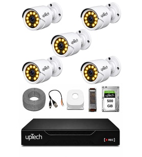 UPTECH Full HD 5 Kameralı Gece Renkli Görüş Su Geçirmez Güvenlik Kamera Seti 500GB HDD 2239