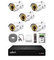 UPTECH Full HD 5 Kameralı Gece Renkli Görüş Su Geçirmez Güvenlik Kamera Seti 500GB HDD 2239