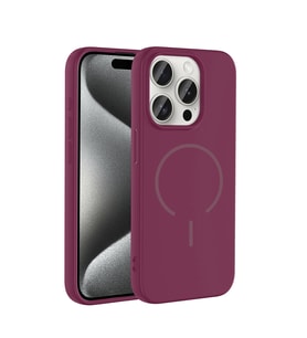 Apple iPhone 15 Pro Max Uyumlu Kılıf M-safe Şarj Özellikli Zore Meta Kapak (Mürdüm)