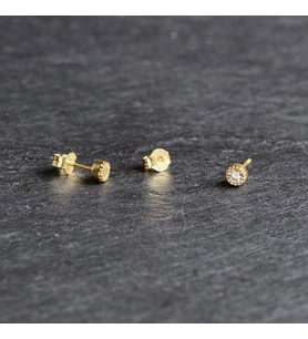 14 Ayar Altın Tek Taş Sıvamalı Küpe 1,04 gr