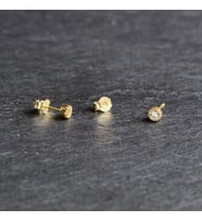 14 Ayar Altın Tek Taş Sıvamalı Küpe 1,04 gr