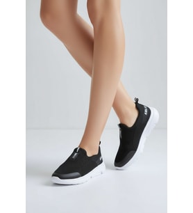 2231-Bestof Anatomik Tabanlı Ultra Hafif Bağcıksız Unisex Yürüyüş Ayakkabısı (Siyah - Beyaz)