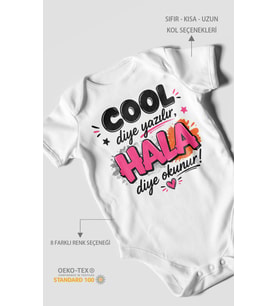 Cool diye yazılır hala diye okunur Kısa Kollu Bebek Body %100 Pamuk