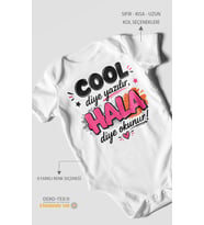 Cool diye yazılır hala diye okunur Kısa Kollu Bebek Body %100 Pamuk
