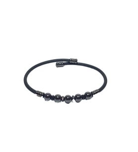 JTSS26BLK1765 PASLANMAZ ÇELİK BİLEZİK SİLİKON KAPLAMA HEMATİT DOĞALTAŞLI GARANTİLİ JANTİ BİLEKLİK